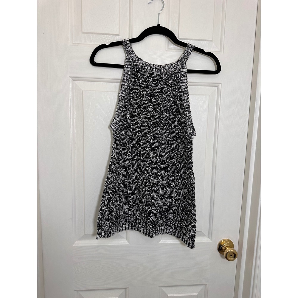 Anthropologie Womens Black White Marled Knit‎ Halter Sweater Tank Top Small